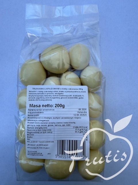 Truskawki liofilizowane w białej czekoladzie (200g)